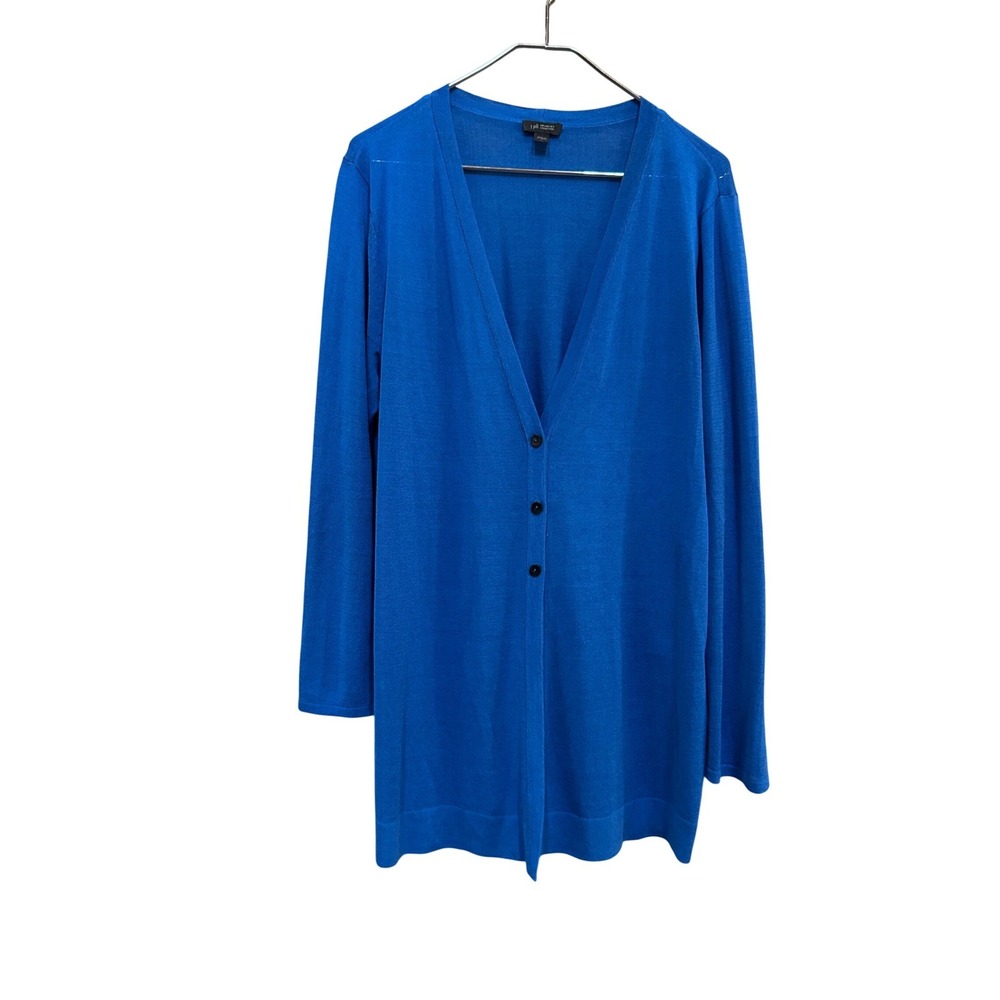 J. Jill Wearever Royal Blue Longline V-Neck Cardigan Sweater Large